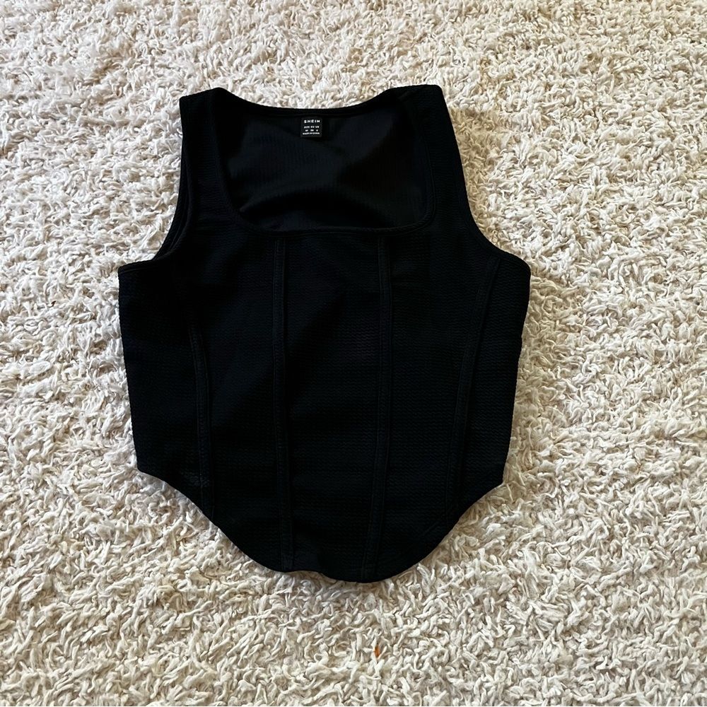 shein black crop top size medium